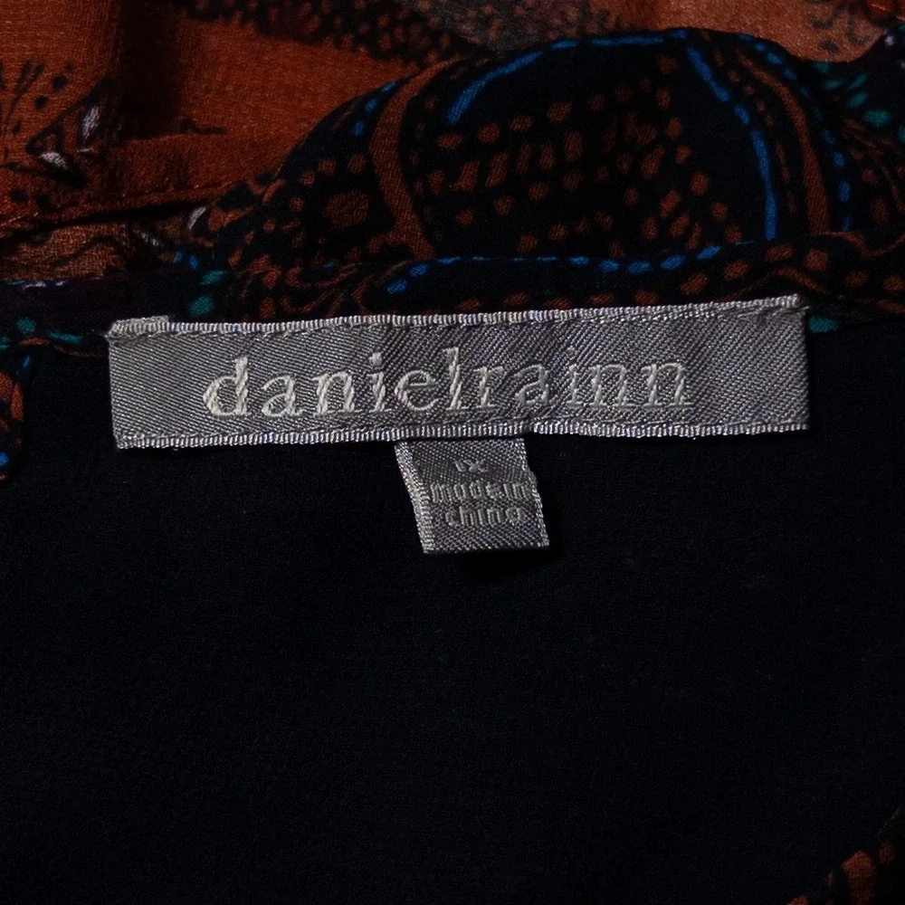 Daniel Rainn Blouse Tank Top 1X Multicolor Geometric Print Crochet Lace Boho - Picture 5 of 8
